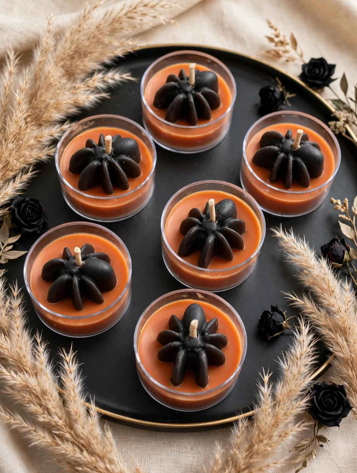 Black Spider Halloween Tealight Candle