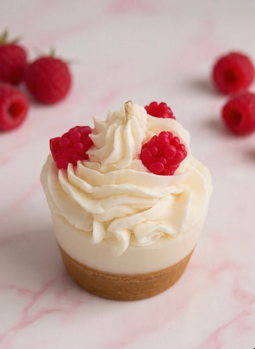 Raspberry Bliss Cake Candle - top view