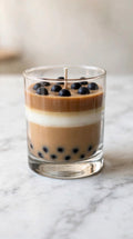 Boba Milk Tea Candle top view with realistic boba pearls